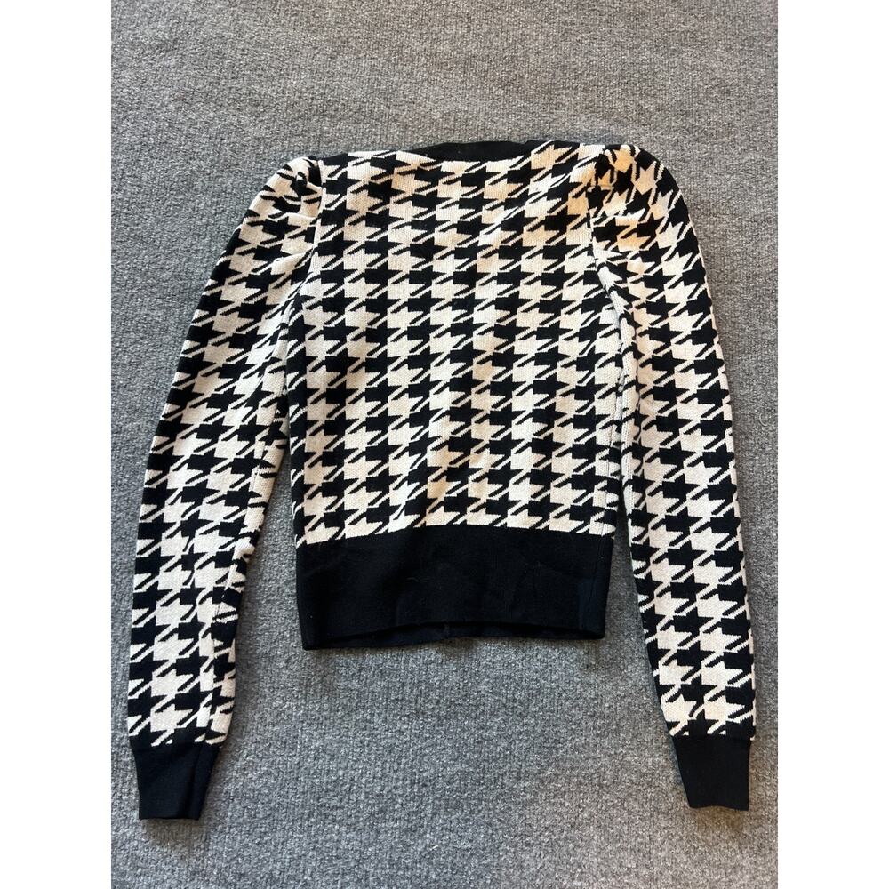 Generation Love Womens Black White Houndstooth Cardigan Sweater Size Small - Picture 12 of 13